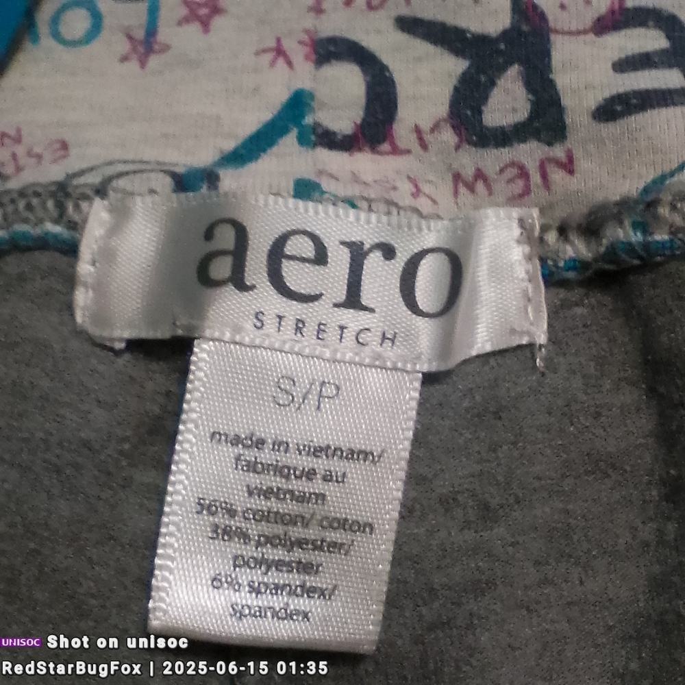 Wide Leg Size Small Petite Aero Stylish Gray Leggings with Blue Waistband - Picture 4 of 8